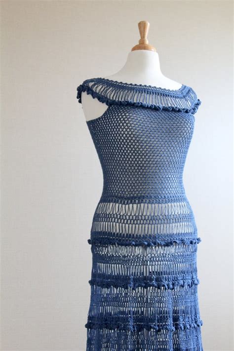 Sexy Beach Dress Maxi Crochet Dress Navy Blue Dress Mori Etsy