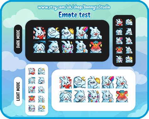 Cloud Bunny Emote Pack Cute Bunny Emotes Emote Set Discord And Twitch