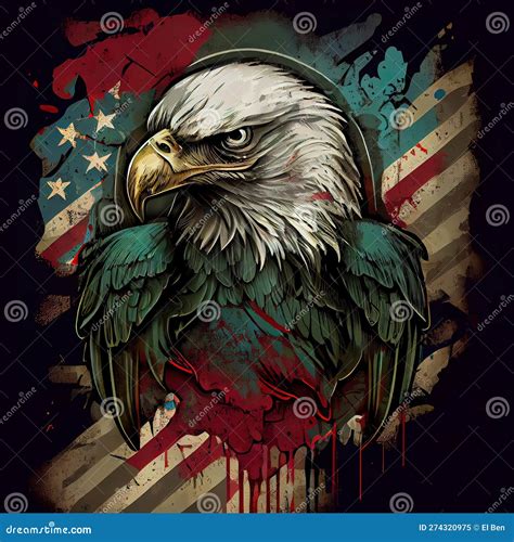 Grunge Patriotic American Bald Eagle Ai Generated Stock Illustration