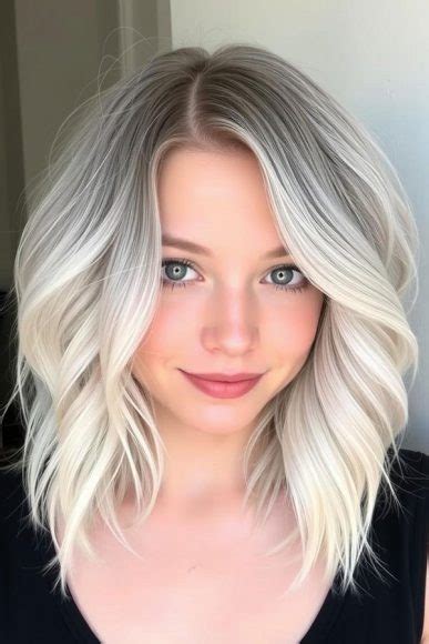 25 Chic Icy Platinum Long Bob Hairstyles Soft Waves Lob With Subtle Roots