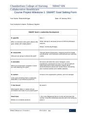 MORGAN Roberta NR447 Milestone 1 Form Chamberlain College Of Nursing