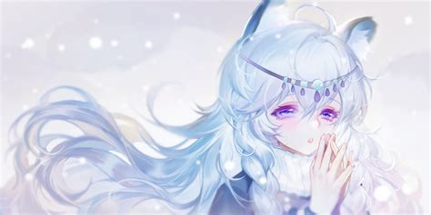 Animal Ears Aqua Eyes Arknights Blush Braids Catgirl Close Gray Hair