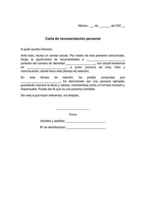 Carta De Recomendacin Personal Ejemplos 50 Modelo Carta De