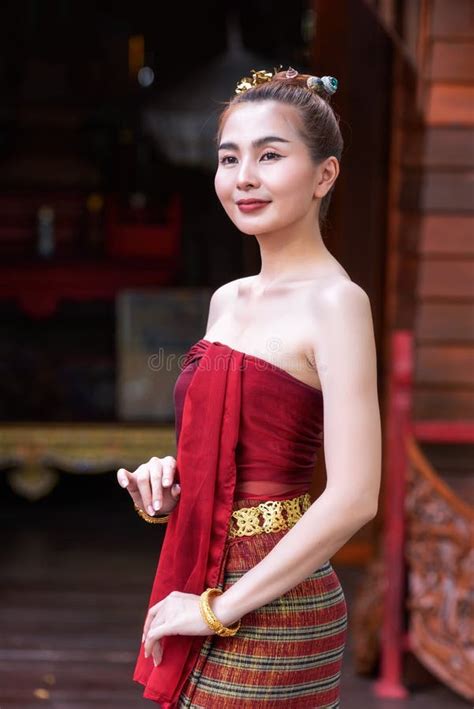 Thai Woman Dressed In Traditional Northern Thailand Culture Costume Stock Image Image Of Girl