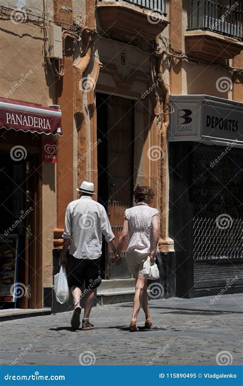 Locals On The Streets Of The Ancient Sea City Of Cadiz On The Atlantic