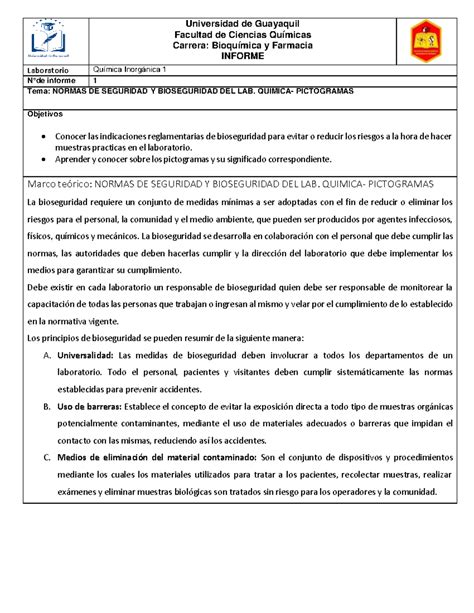 Informe De Laboratorio Practica 1 Qp Universidad De Guayaquil