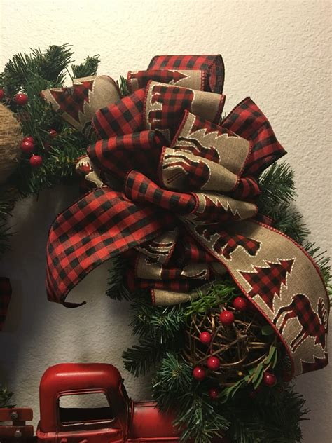 Red Truck Wreath Is Made Using Evergreen Base Buffalo Plaid Red And