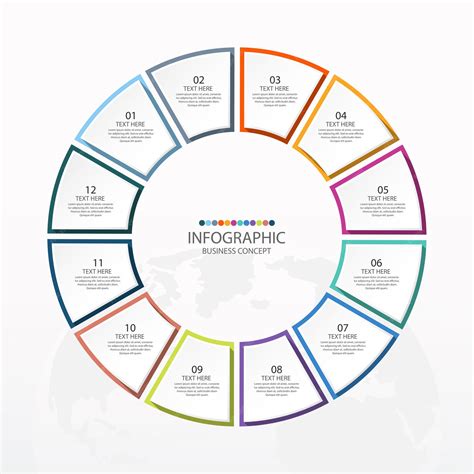 12단계 프로세스 또는 옵션이 있는 기본 원 인포그래픽 템플릿 프리미엄 벡터