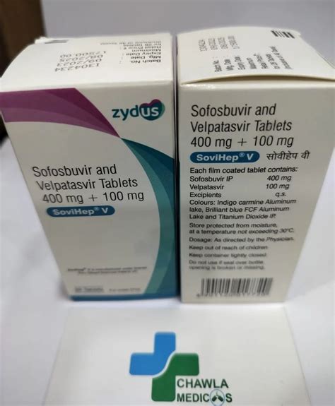 Sovihep V Sofosbuvir And Velpatasvir Tablets 500 Mg At Rs 7400 Bottle