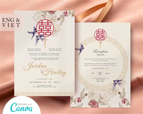 Vietnamese Wedding Invitation Card Template American Vietnamese Tea