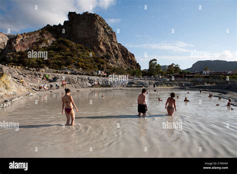 Mud Baths Vulcano Aeolian Islands Italy Stock Photo Alamy