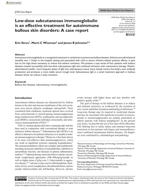 Pdf Low Dose Subcutaneous Immunoglobulin Is An Effective Treatment