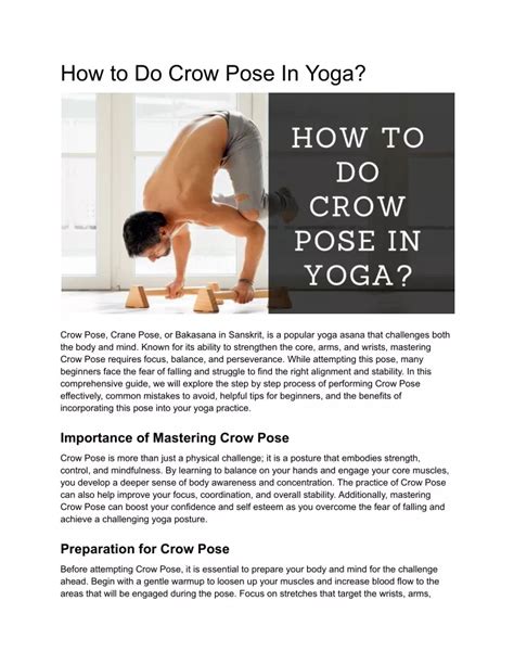 Ppt How To Do Crow Pose In Yoga Powerpoint Presentation Free