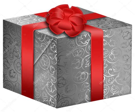 Silver T Box With Red Ribbon — Stock Photo © Missbobbit 1410106