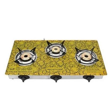 Surya Crystal Three Burner Glass Top Stove For Kitchen At Rs In