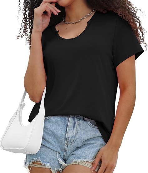 Wiholl Summer Tops For Women Scoop Neck Basic Tees Short