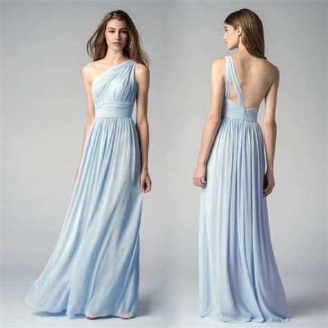 Ice Blue Bridesmaid Dresses One Shoulder Cheap Maid Of Honor Gowns 2016