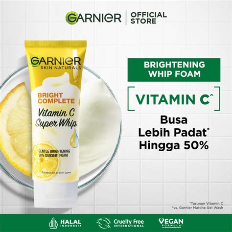 Jual GARNIER BRIGHT COMPLETE VITAMIN C SUPER WHIP FACIAL FOAM 50ML