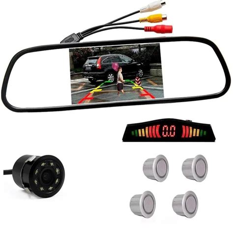 Kit C Mera Embutir Led Retrovisor Lcd Sensor De Re Prata Em Promo O