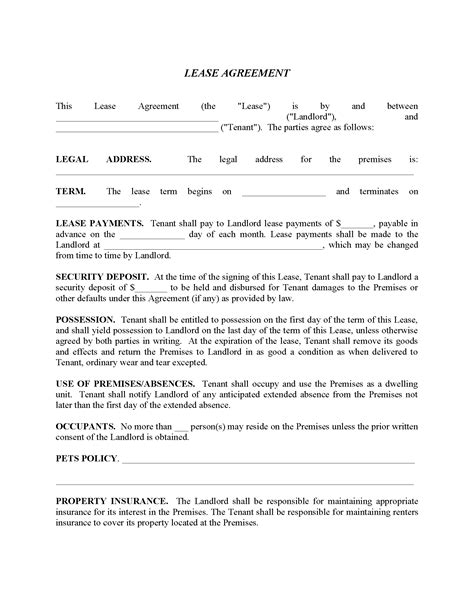 Free Printable House Rental Agreement