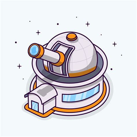 Isometric Astronomical Observatory Telescope Cartoon Illustration Flat