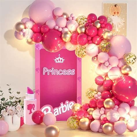 KARLURE Pink Balloon Garland Arch Kit With Lights Hot Pink Gold