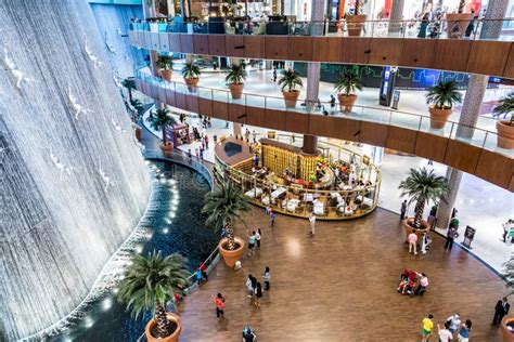 Waterfall In Dubai Mall World S Largest Shopping Mall Editorial