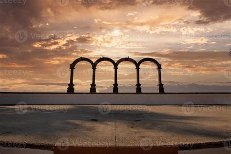 Famous Puerto Vallarta Sea Promenade El Malecon With Ocean Lookouts