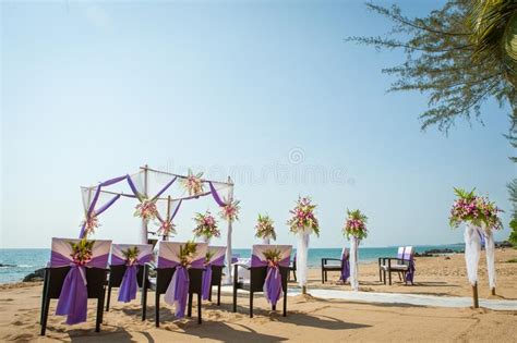 Wedding Flowers Setting On The Beach Stock Photo Image Of Coastline