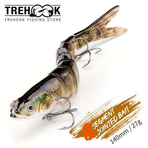 TREHOOK 8 Segement Swimbait Pike Wobbler Sinking Fishing Lure 14cm 27g