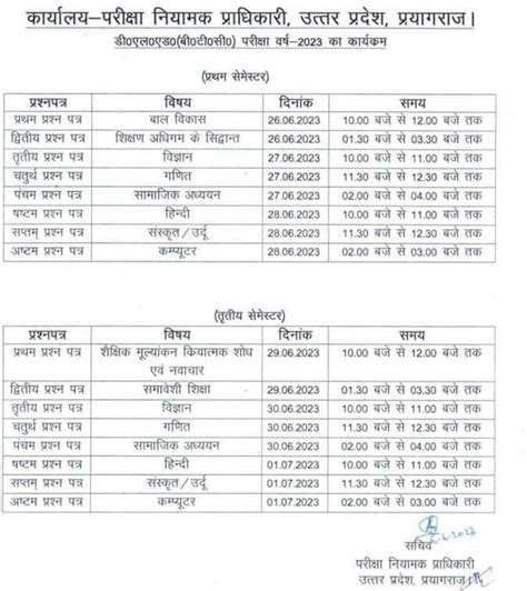 UP BTC Date Sheet 2023 D El ED 1st 3rd Sem Exam Schedule