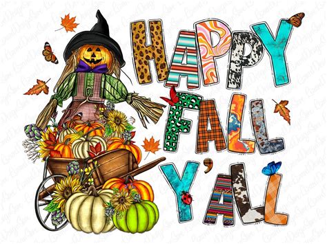 Happy Fall Y All Garden Scarecrow Png Sublimation Design Fall Png Fall