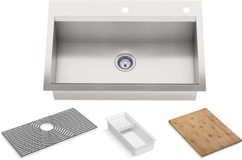 KOHLER Task Kitchen Sink Stainless Steel Dual Mount Single Bowl 33