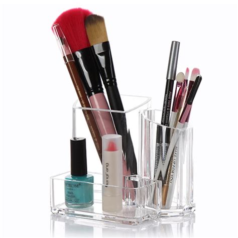 Clear Acrylic Makeup Pen Organizer Brushes Holder Case Cosmetic Storage Box C44 In Storage Boxes