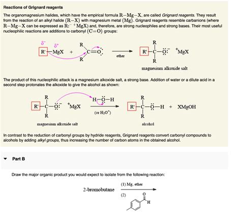 Solved Reactions Of Grignard Reagents The Organomagnesium Halides Which Have The Empirical