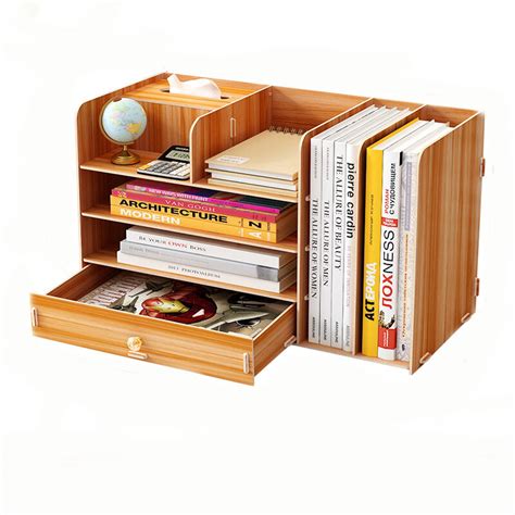 B06 L Desktop Wooden Storage Box Multi Layer Storage Racks With 1