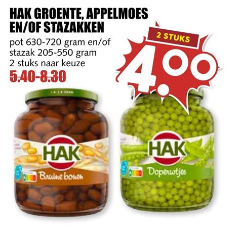 Hak Groente Appelmoes En Of Stazakken Aanbieding Bij MCD Supermarkt