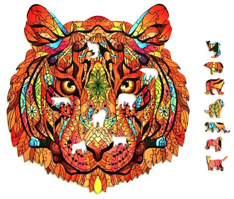 Puzzle En Bois Pi Ces Tigre Rainbowooden Puzzle En Bois Cultura