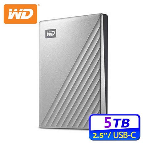 Wd 威騰 My Passport Ultra For Mac Usb C 5tb 25吋行動硬碟炫光銀bpmv0050bsl