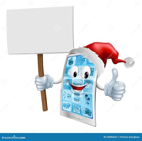 Christmas Sign Mobile Phone Stock Vector - Illustration of claus, arms ...