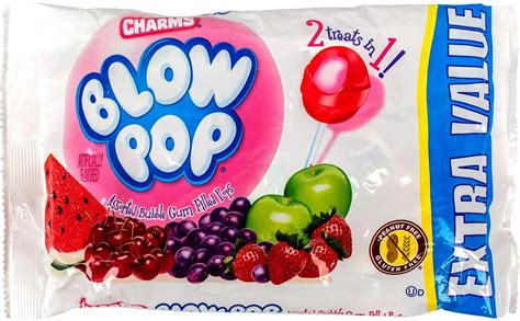 Charms 1 Bag Blow Pop Bubble Gum Filled Pops 2 Treats In 1 Assorted Flavors