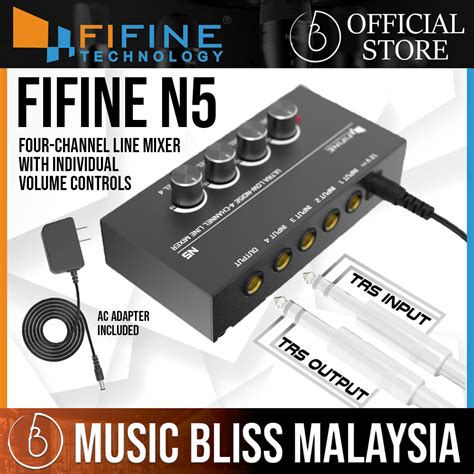 Fifine N5 Ultra Low Noise 4 Channel Line Mixer For Sub Mixing4 Stereo