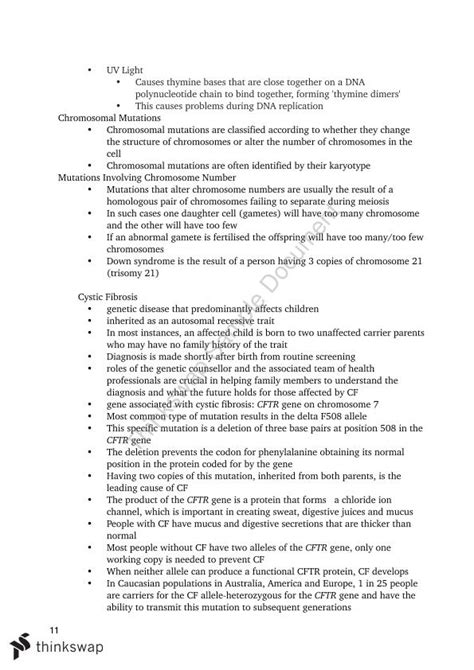 Biology Genetics Notes Biology Year 12 Hsc Thinkswap