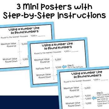 Rounding Using Number Lines Task Cards 4th Grade Activity TPT