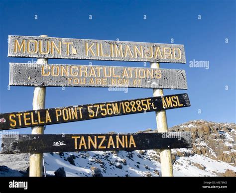 summit signs on Mount Kilimanjaro Stock Photo - Alamy