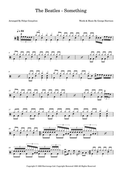 Something Arr Felipe Gonçalves Sheet Music The Beatles Drums