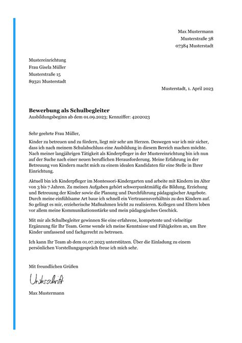 Bewerbung Schulbegleiterin • Muster And Tipps · Mit Video