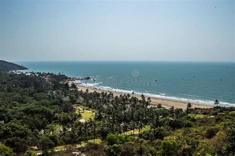 Vagator Beach Aerial View From Chapora Fort In North Goa India Stock