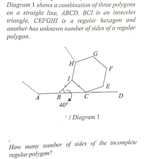 Solved Diagram Shows A Combination Of Three Polygons On A Straight