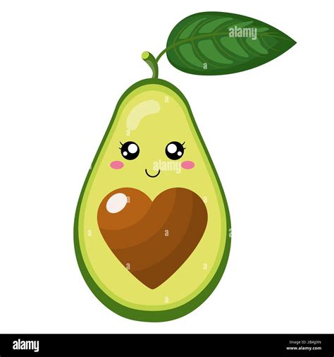 Lindo Personaje De Dibujos Animados Con Aguacate En El Amor Aislado